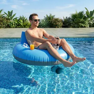 Motorized Pool Float, Rechargeable Motorized Floats with Cup Holder – Single Motor Heavy Duty Electric Lounger Raft for Adults & Kids, Pool, Lake & Party Use