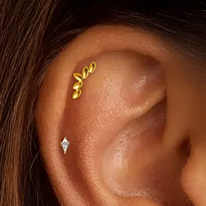 Five-leaf Titanium Flatback Stud