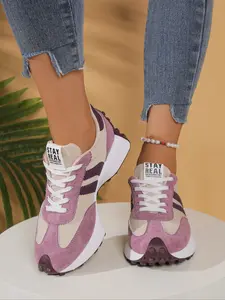 Women's Fashion Thick Sole Sneakers, Breathable Walking Shoes, Comfortable Support, Casual Textile Upper, Rubber Outsole, All-Season Wear, Versatile Walking Shoes, Trendy Walking Shoes