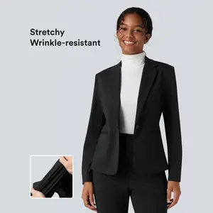 Halara Wrinkle-resistant Notched Collar Long Sleeve Slim Work Blazer with Pockets