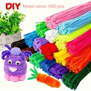 1600 Pieces Pipe Cleaners Crafts in Chenille Stems for DIY Art Home School Halloween Decor Gifts 0.23 x 11.8 Inches Flexible Bending Creative Gifts for Kids and Adults