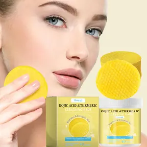 40pcs Turmeric & Kojic Acid Face Pads, Gentle Deep Cleansing Pores, Daily Balance Oil, Dissolve Impurities, Smooth Skin, Moisturize, Hydrating & Brighten, Suitable for Sensitive Skin