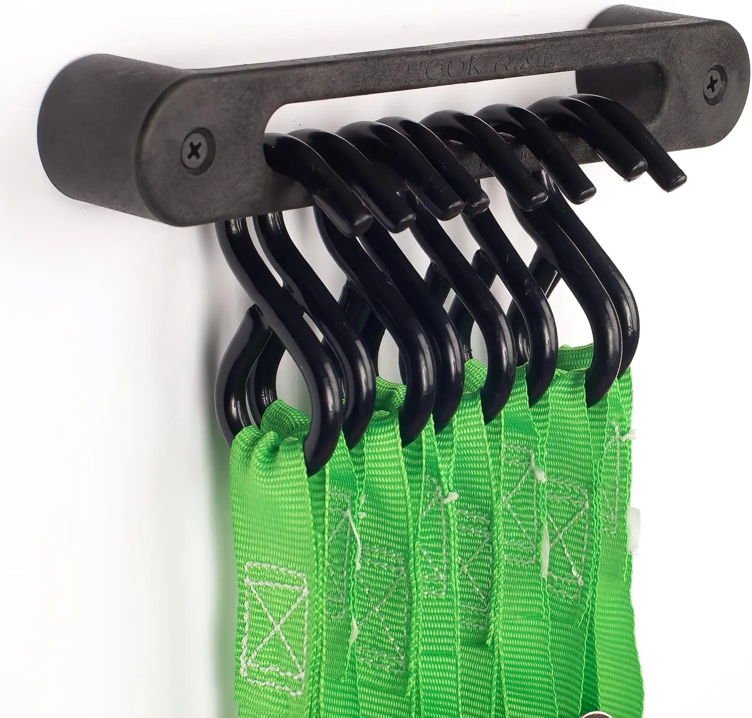 2-Pack AV1 Hook Rail Strap Organizer - Low Profile Tie Down, Ratchet & Bungee Cord Storage, Easy Installation & Mount for Garage, Workshop - Made in USA
