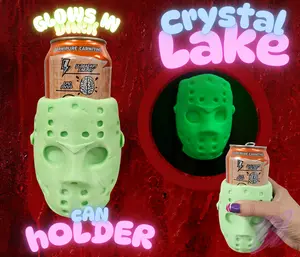 Horror Crystal Lake Glow in the Dark 3D Printed Can Holder - Unique Horror Theme Cup Holder for Standard Size Cans Up to 16oz