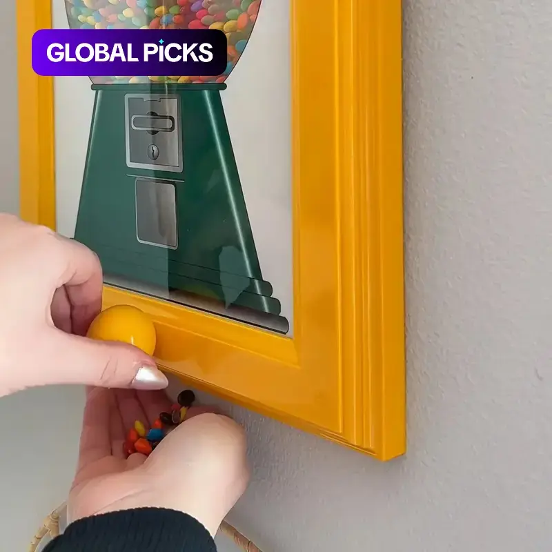 Square Wall-Mounted Photo Frame Picture Holder with Candy Dispenser, All Plastic Frame, Perfect for Displaying Photos & Storing Candies, Nuts & Pet Snacks, Home Decor Accessory #GLOBAL PICKS