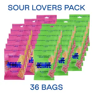 Sour Lovers Pack - Gummy Sour Fruit Flavors - Low Net Carb, Low Calorie, High Fiber - Keto & Diabetic Friendly - Natural Flavoring