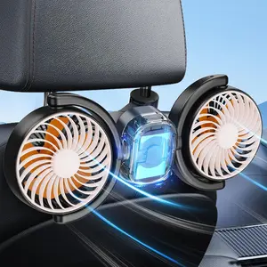 Rechargeable Car Fan for Back Seat, Battery and USB Dual Power Car Fans for Baby Kids, Powerful 3 Speeds 360° Rotatable Dual Head Cooling Car Seat Fan