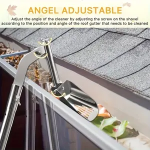 Stainless Steel Heavy Duty Anti-rust Drain Cleaning Shovel Rain Gutter Scraper Ergonomic Handle Roof Patio Balcony Defoliation Cleaning Durable Soil Remover
