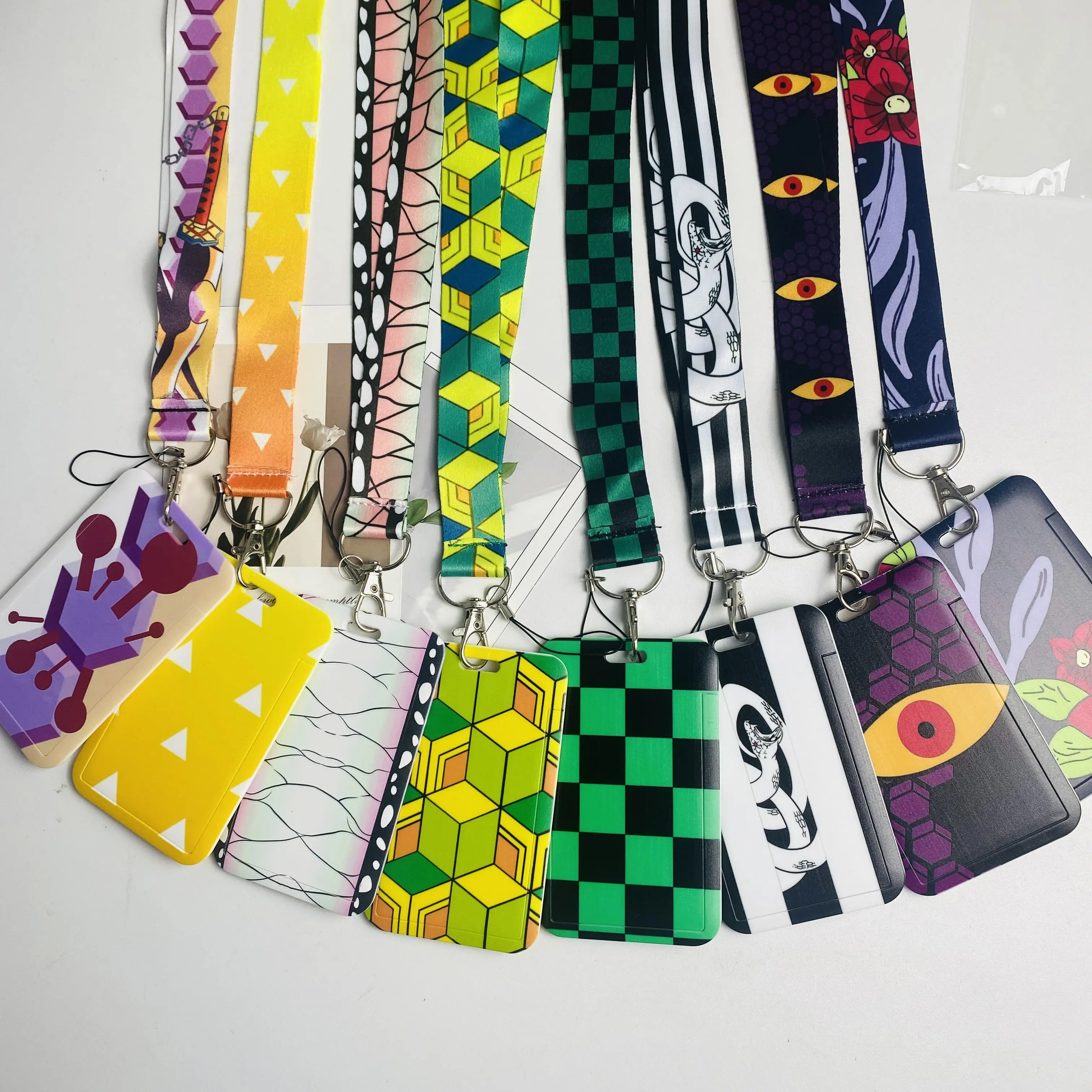 Anime Card Holder Neck Strap Lanyard Keychain ID Bus Credit Card Pass Hang Rope Lariat Keyrings Lanyard Accessories