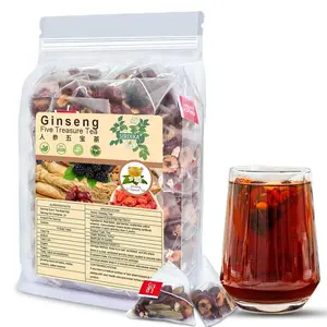 Ginseng Five Treasures Tea Kidney Tea - Ginseng & Mulberry Herbal Teas Natural Chinese Red Date Kidney Cleanse Detox Teas Bag for Men Women, te de riñon Saludable Organica (1 Bag(25PC))