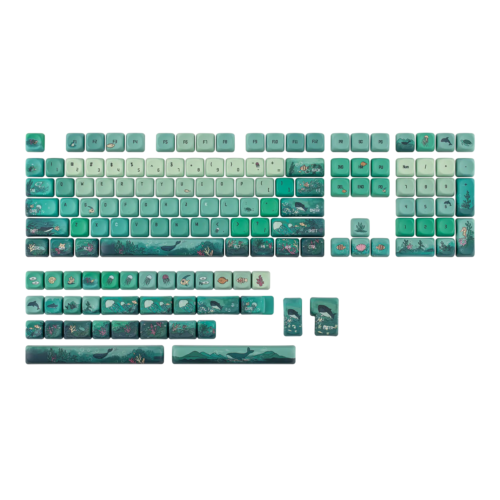 KiiBOOM x Cosydiaries Ocean Breeze Keycap Set, 5-Side Dye-Sub, PBT Keycaps MOA Profile, 142 Keys for Mechanical Keyboard, Compatible with 60%, 65%, 75%, TKL, 96%, Full Size, ANSI/ISO Layout