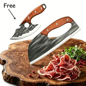 Buy 1 Get 1 Free Forged Kitchen Knife Set - Sharp Durable Meat Cleaver Chef Knife, Ergonomic Non-Slip Handle, Precision Cutting Bone Chopper Gift Box
