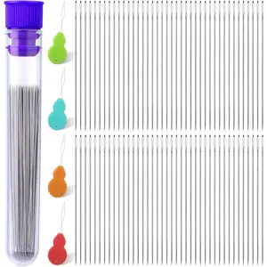 150 Pcs Straight Beading Needles, Size 10-0.45mm(0.18 in) Beading Needles for Seed Beads with Needle Threaders, Bead Needles for Jewelry Making