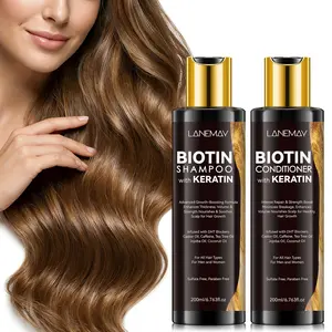 200ml+200ml Biotin Shampoo & Conditioner Set with Keratin - DHT Blockers & Caffeine Formula - Advanced Growth Boosting, Thickness Enhancement & Repair - Sulfate Paraben Free Haircare