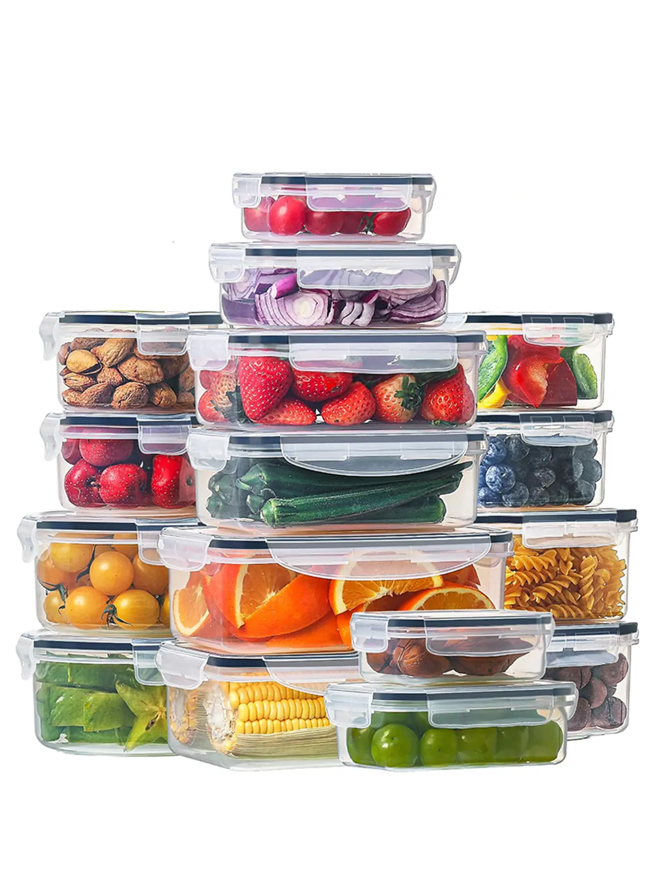 24pcs Kitchen sealed container set, bpa free storage vegetable storage, refrigerator fresh-keeping boxes, dishwasher washable, for storing fruits, vegetables, dumplings, meat, eggs, ginger, garlic, Onions, household kitchen utensils, with labels and pens