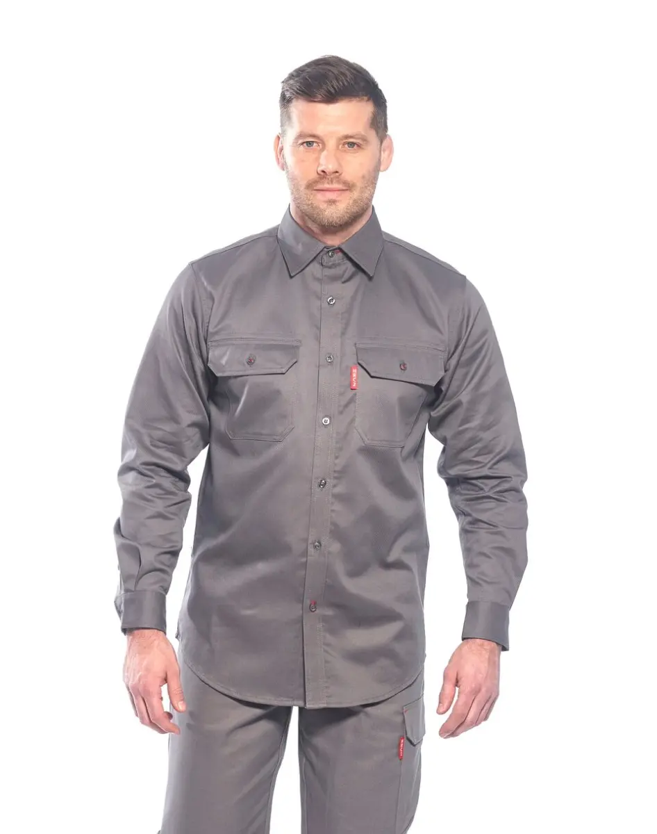 Portwest Men's Bizflame Iona Workwear Coverall Uniform, Certified FR ARC2 Protection with UPF 50+, 8 Pockets and Zipper, Uniforms, Garment, Menswear, Clothes, Unlined, Extra Large, Long Sleeve, Plain, Top, Dual Hazard Protection, Full Front, Fr Arc2 Cert.