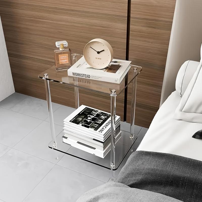 ADISEN transparent simplicity Nightstands Transparent  ,storage frame Acrylic Narrow Side Table for Small Spaces, Acrylic Drink Table for Small Spaces, 12.99"×10.63"×1.18 inch,for Living Room, Round, Clear Skinny Nigh