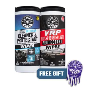 CHEMICAL GUYS On-The-Go Interior & Exterior Wipes Bundle – Ultimate Travel-Friendly Car Care Kits with Total Interior, Leather & VRP Wipes Plus Air Fresheners, Sticky Icky, & More for Quick Clean, Shine & Freshness Anywhere