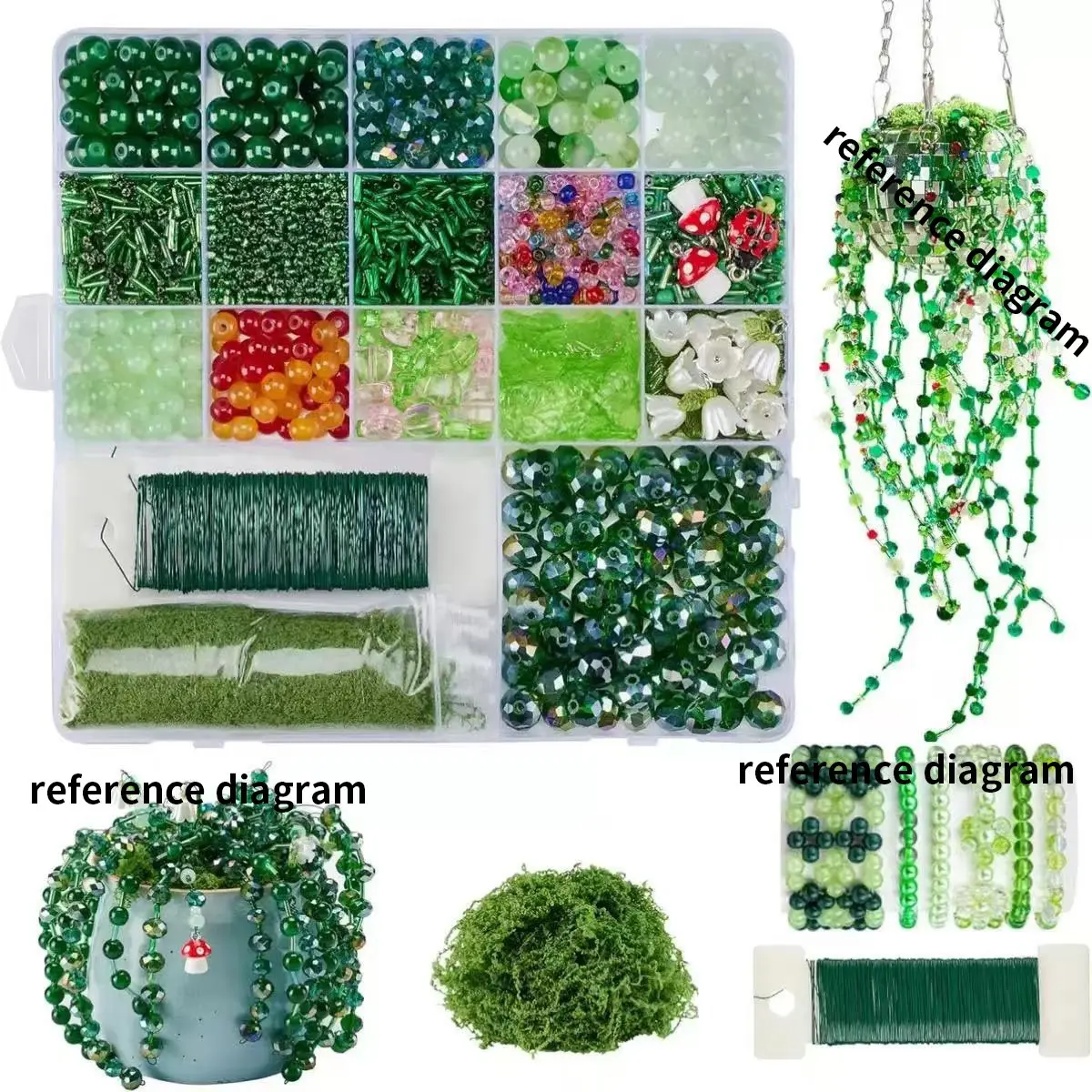 1400-Piece Glass Beads DIY Kit, Handmade Artificial Plant Jewelry Accessories, DIY Beading Supplies, Beads for Crafts, Craft Materials for Creative Projects