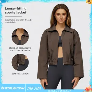 MFVIM Women’s Seamless Stand Collar Zip Up Yoga Jacket - Windproof, Slim Fit, Warm Athletic Outerwear, Lightweight Sports Jacket, Outdoor Sportswear for Workout Running Outfits