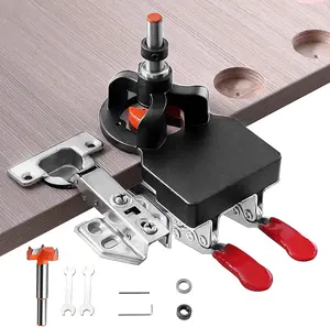Concealed Positioning Hinge Hole Punch, 35mm Door Hinge Jig With 2 Retaining Clips,   Alloy DIY Cabinet Hardware, Adjustable Quick Punch