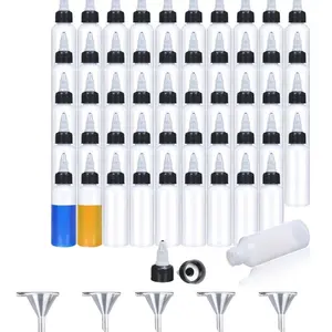 51 Pcs of 4oz Boston Dispensing Bottles - LDPE Plastic - Twist Top Caps Transparent Set Organiser