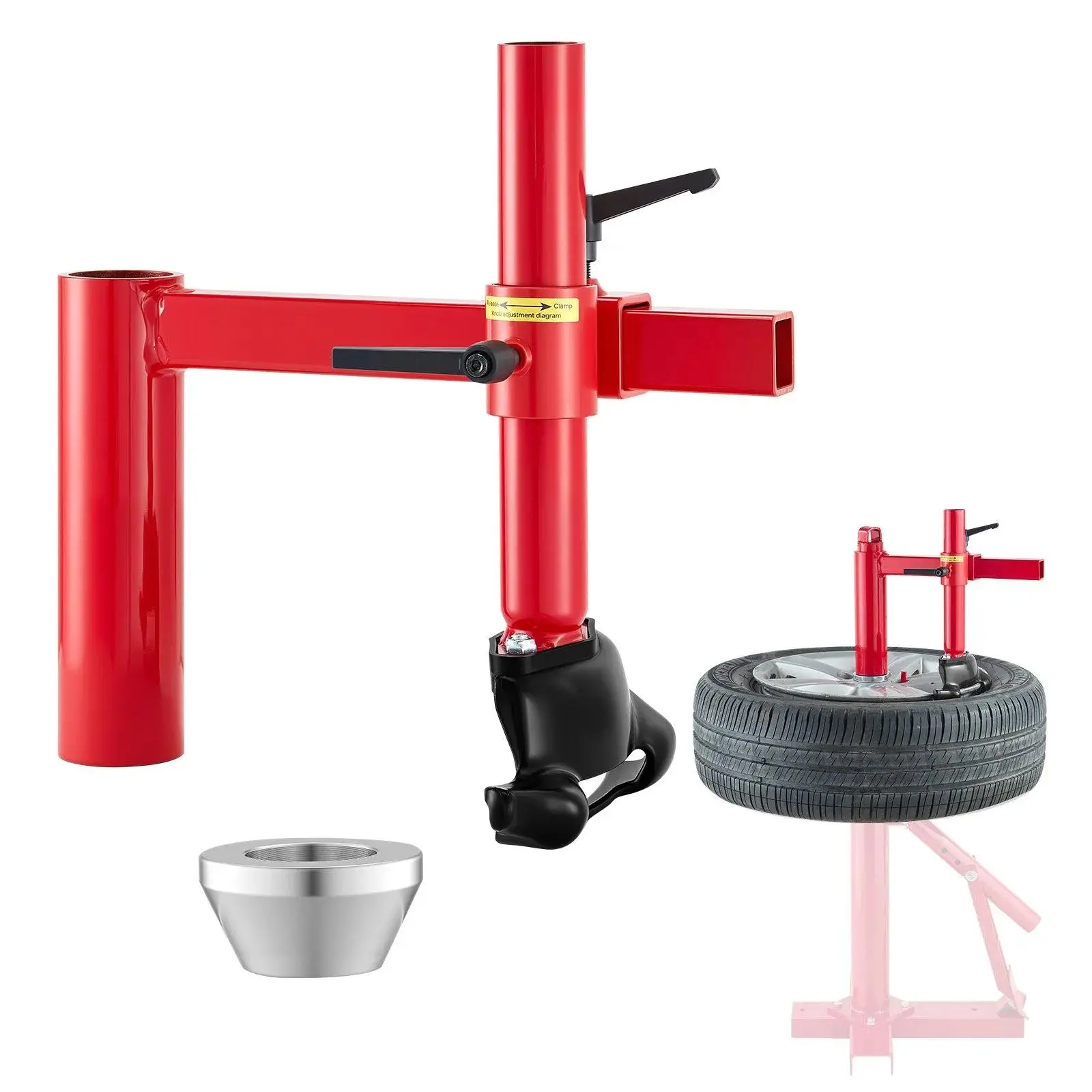 【DealsForYouDays】VEVOR Heavy-Duty Steel Manual Tire Changer Duck Head Kit with Silver Cone, 2.4" Mounting Tube Diameter, Fits 16"-21" Wheels, Car Accessories, Tools and Gadgets for Cars, SUVs, Grooved Design, Car, Suv, Truck, Atv Tire Changing