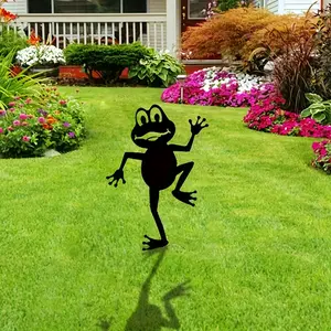 Frog Design Garden Decor, Metal Garden Silhouette Decor, Outdoor Decorative Sculpture, Garden Statues & Sculptures for Home Garden Decoration