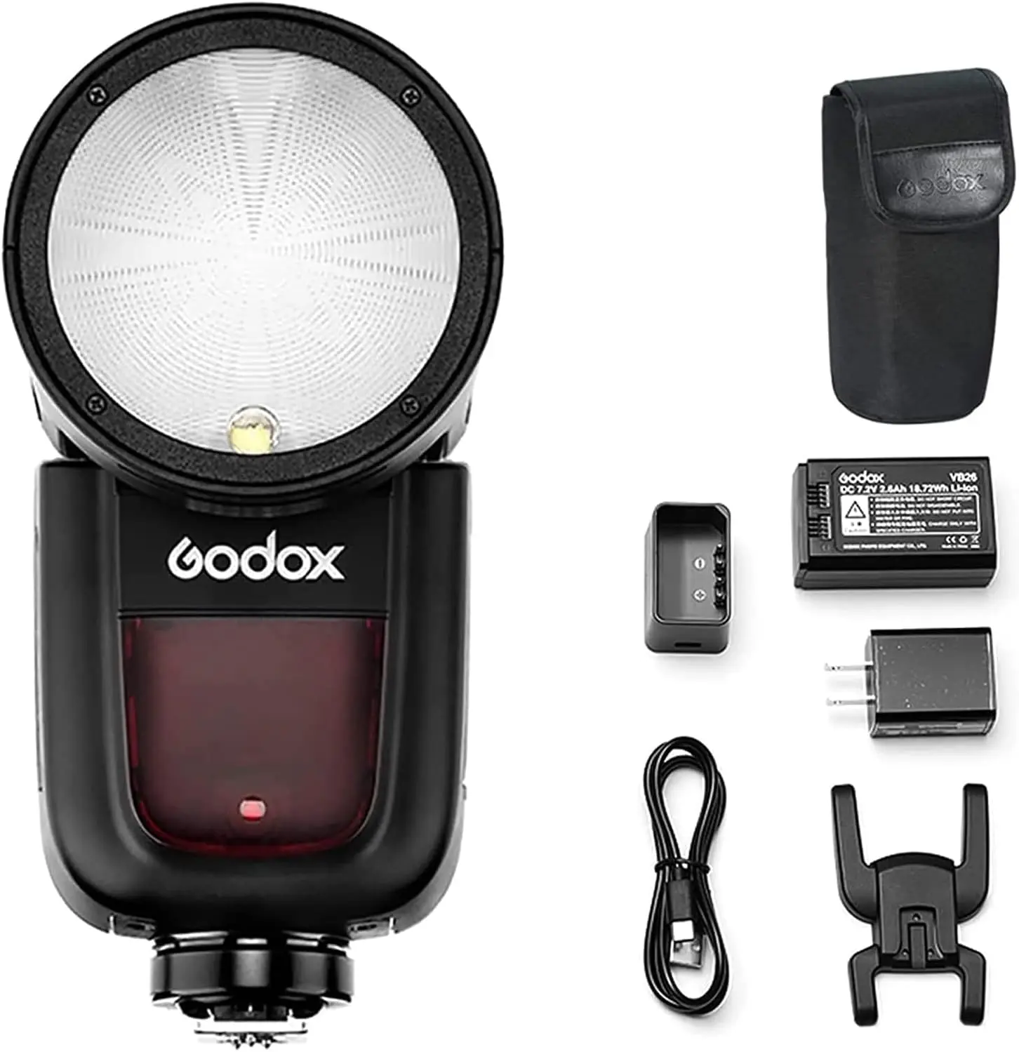 Godox V1 Flash for Sony Canon Nikon Cameras, TTL Round Head Speedlite, 76Ws HSS 1/8000s, 2.4G Wireless Flash, 2600mAh Battery, 480 Full Power Shots, LED Modeling Lamp