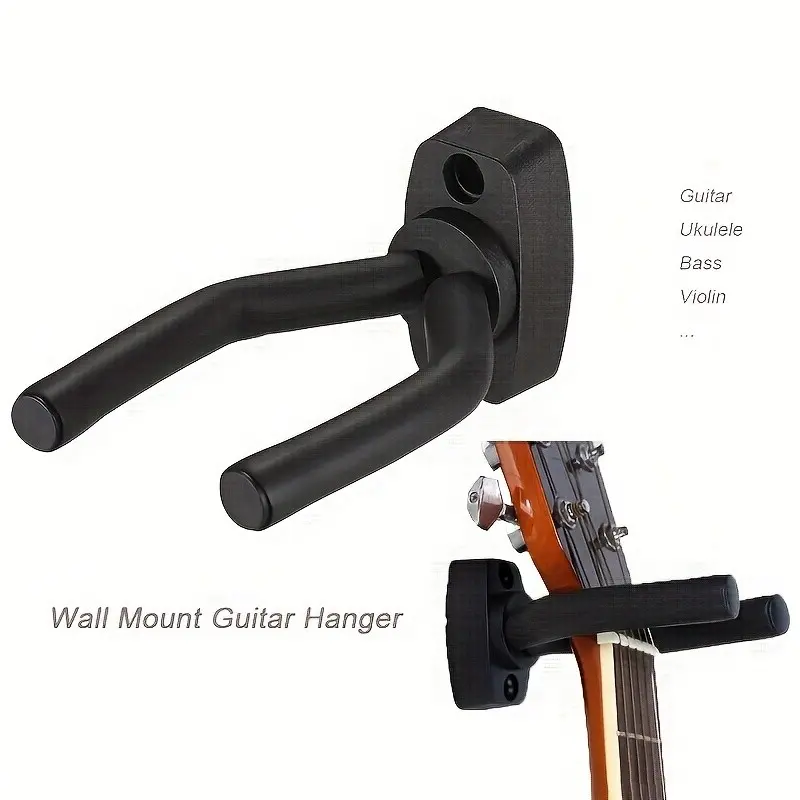 Stylish Black Guitar Wall Mount – Space-saving dual guitar stand rack, easy-to-install wall organizer, acoustic holder, suitable for acoustic and electric guitars, minimalist design for home recording studios and music rooms, sturdy installation