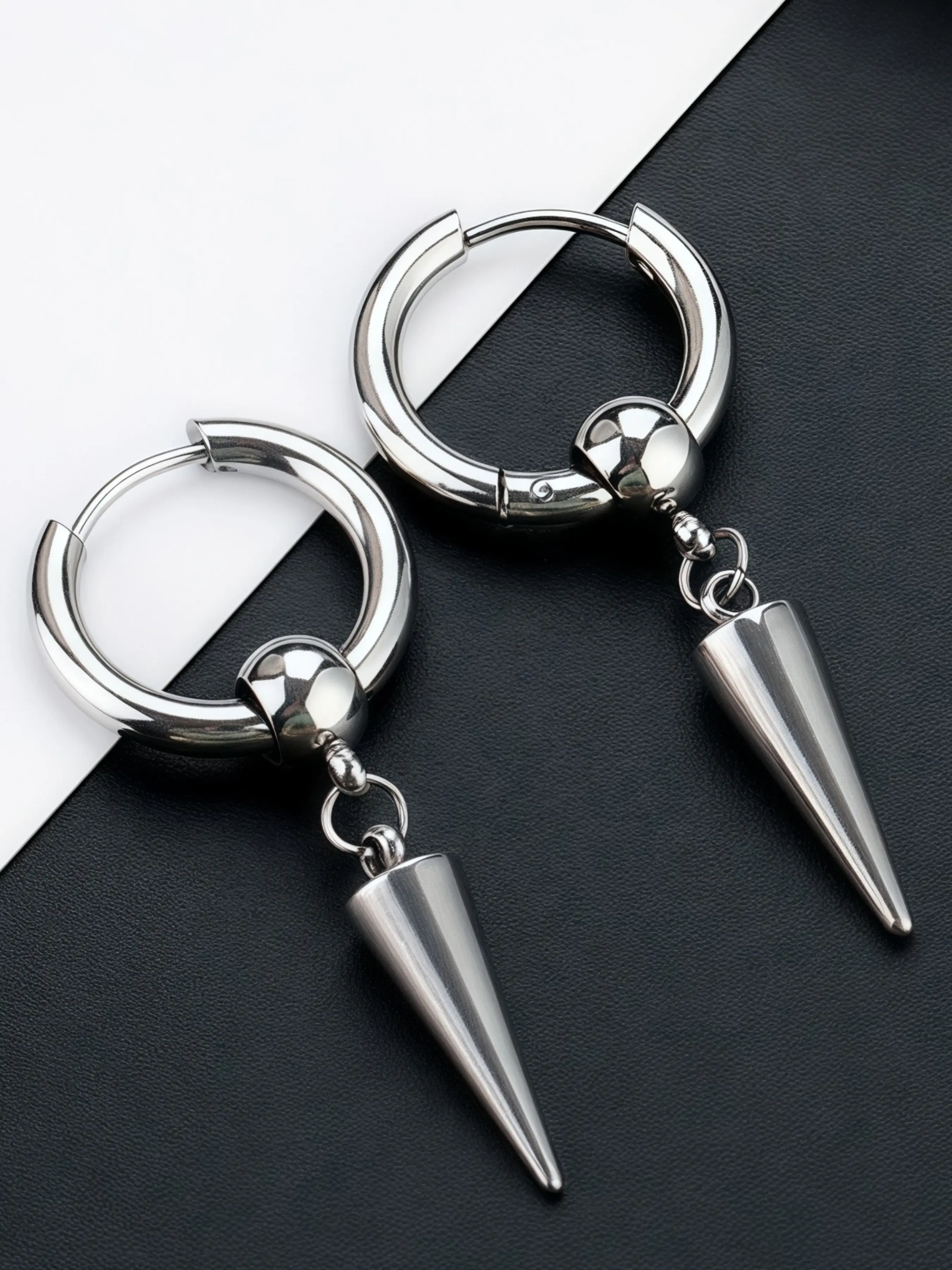 1 Pairs/Pack Durable Stainless Steel Unique Cone Pendant Hanging Earrings for women Men Unisex Appeal 2025 Trend Y2k Hoops Dangle Goth Punk Piercings Jewelry Trendy Jewelry