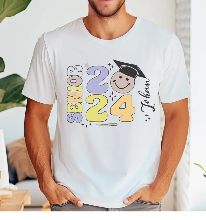 Custom Senior 2024 Graduation Shirt, Personalized Graduation T-Shirt, Graduate Name T-Shirt, Custom Graduation T-Shirt, Class 2024 T-Shirt,