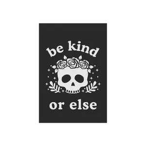 Be Kind Garden Flag - Rose Skull House Banner - Goth Witch Outdoor Yard Decor