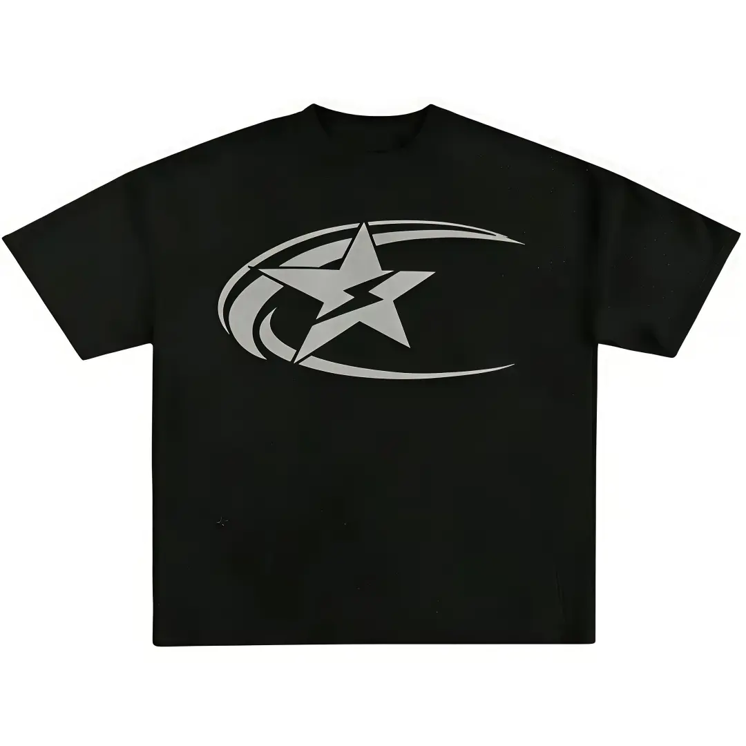 ⚡⭐100% Cotton Y2K Cyber Star Tee| Men's Vintage Retro Streetwear T-Shirt| Futuristic Lightning Graphic Crewneck Short Sleeve Shirt, Soft Comfortable  Boxy Top
