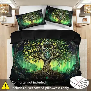 Mystical Light Down Comforter Set, 3-Piece Bedding, Tree Life Design, Soft and Cozy, Perfect for Bedroom Decor, Easy Care Fabric