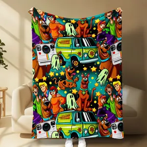 Scoogy Doo Mystery Machine Blanket, Retro Cartoon Cozy Throw, Perfect Gift for Fans & Collectors, Soft Comfortable Bedding, Blanket Gifts