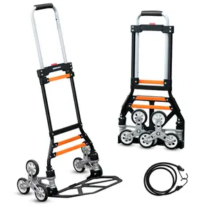 Sekam Heavy-Duty Stair Climbing Hand Truck 460LBS | Folding Dual Handle + 6 Wheels + 2 Elastic Ropes