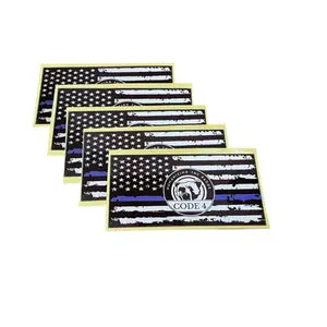 Thin Blue Line Code 4 Sticker - Show Police Support! Waterproof 3D Decal for Car, Laptop, Helmet | Back the Blue Cop Gift,summerwins