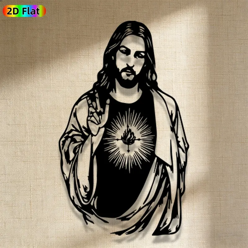 1pc Religious Jesus Metal Wall Art, Religious Jesus Statue Mural, Iron Craft, Religious Home Decor, Religious Decoration, Perfect for Living Room, Church Decor, Intricate Craftsmanship, Engraving, Easter Decor, Ideal Gift for Christian Believers