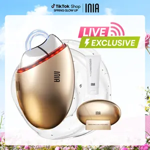 【LIVE EXCLUSIVE】INIA GLACE 7-in-1 Face & Neck Sculpting Device | EMS Microcurrent, Red & Blue Light, Thermal & Cryo Therapy for Lift, Tighten, Lymphatic Drainage & De-Puff, Serum Infusion, Perfect Gift Pick