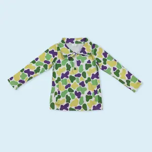 Camouflage design kids boys long sleeve Mardi Gras pullover
