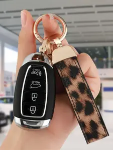 Leopard Print Zinc Alloy Car Keychain, Scratch-Resistant Wear-Resistant Fade-Proof, Unisex Hanging Decor, Multi-Scene Use, Decorative Accessory, Keychain Lanyard