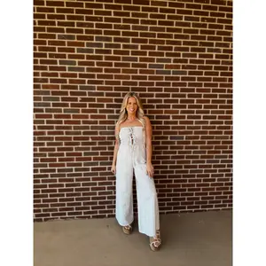 Maci Striped Jumpsuit- Taupe