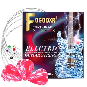 Set of Electric Guitar Strings With 3 picks, Featuring Light Coated Steel Wires And Nickel-Plated Alloy Winding