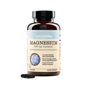 NatureWise High Absorption Marine Magnesium Supplement 300mg - Naturally Sourced, Clinically Tested Magnesium from Seawater - Non-GMO - Softgels - USA Manufactured