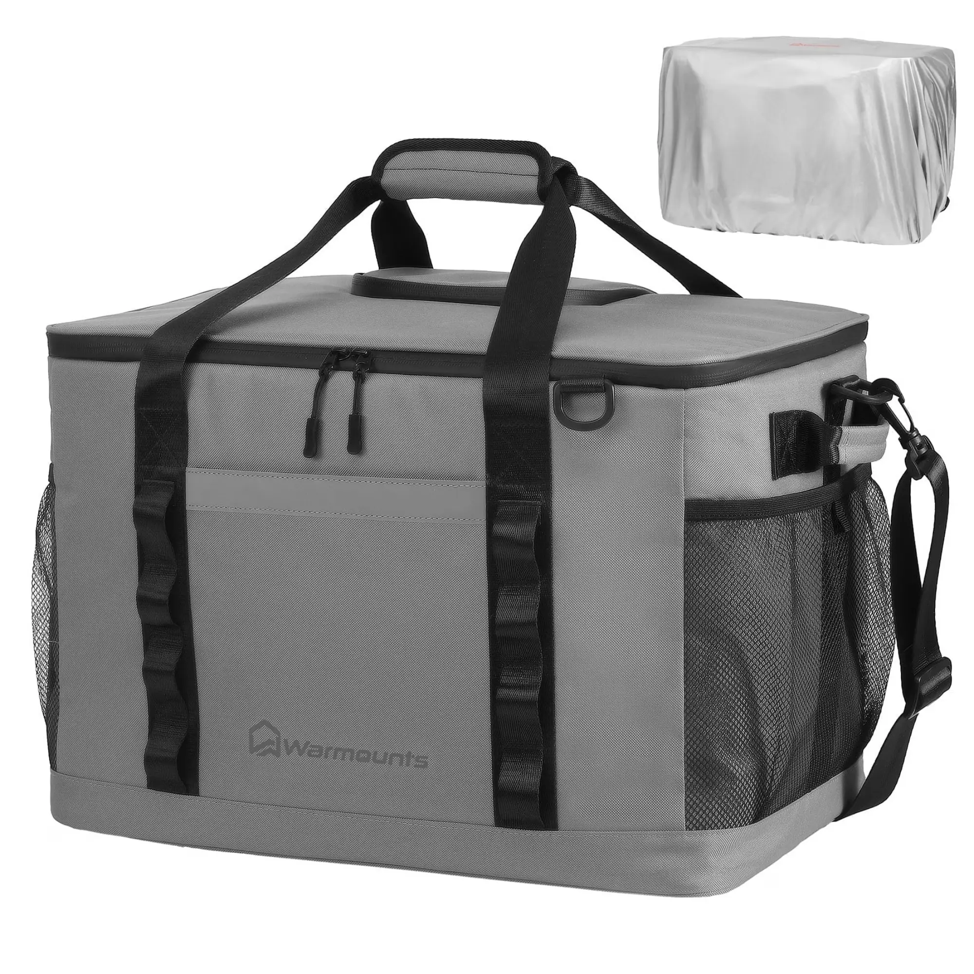 Insulated Bag 75 Cans & Soft Cooler Bag 2 in 1, w/ Insulating Cover, Upgraded Leakproof Camping Cooler Bag 2 Compartment for Camping Hiking Picnic Beach
