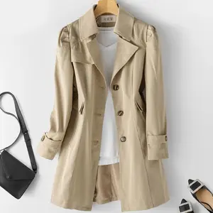 Windbreaker Women's Mid-Length Slim Fit Korean Style Coat Spring and Autumn Top Women's Coat Jackets Womenswear Can be used with raincoat