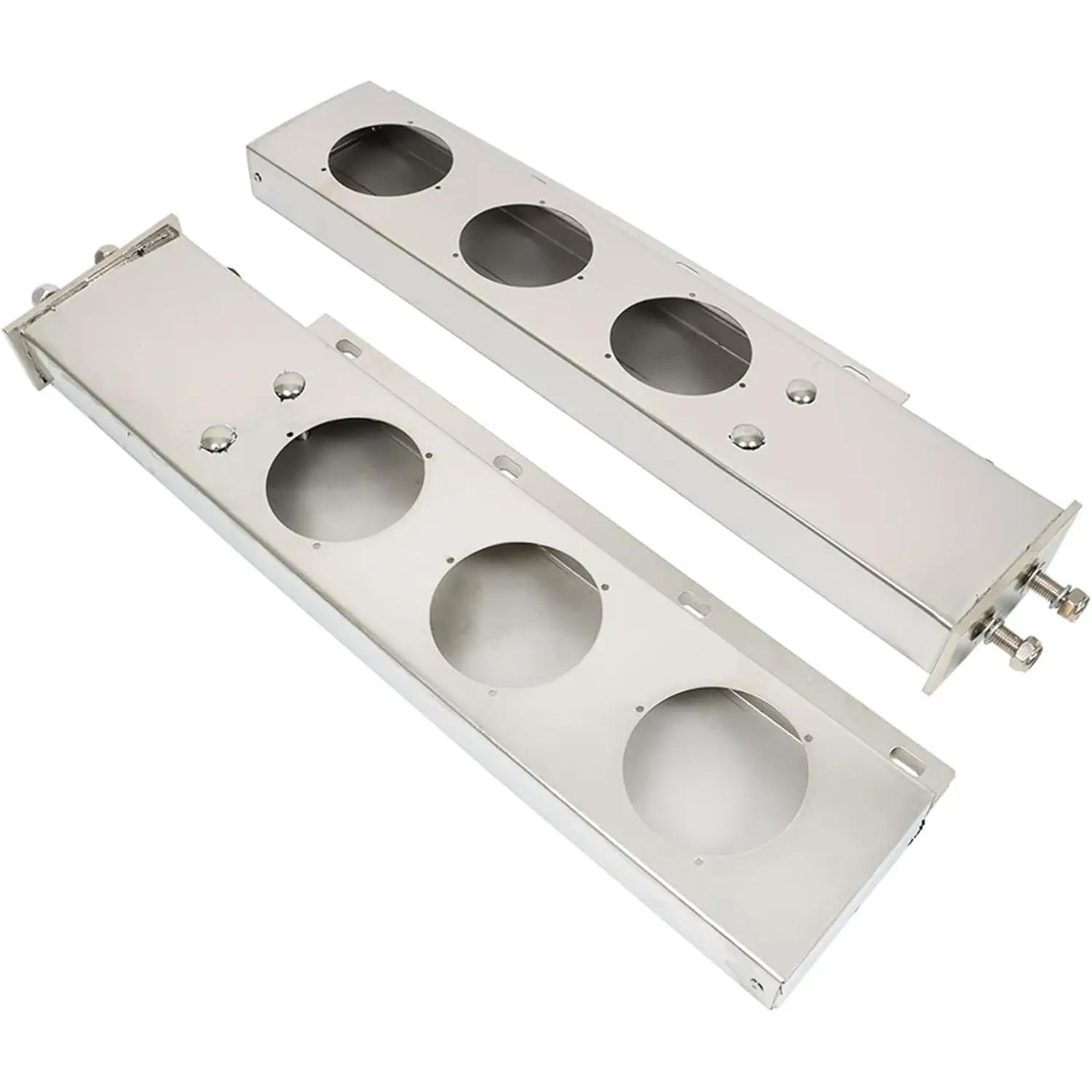 SS430 Steel Mud Flap Hanger Vehicle Part for Semi Trucks, Mack, Kenworth, Freightliner Truck Accessories - 2.5" Bolt Spacing, 30" Length Spring Loaded, Rear Light Bar with 4" Light Cutouts
