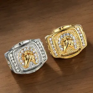 Men's Horse Shaped Ring - European & American Retro, Luxury Minimalist Hip-Hop Style, High-End Fashionable Men's Accessories, Costume Jewelry Ring, Rings