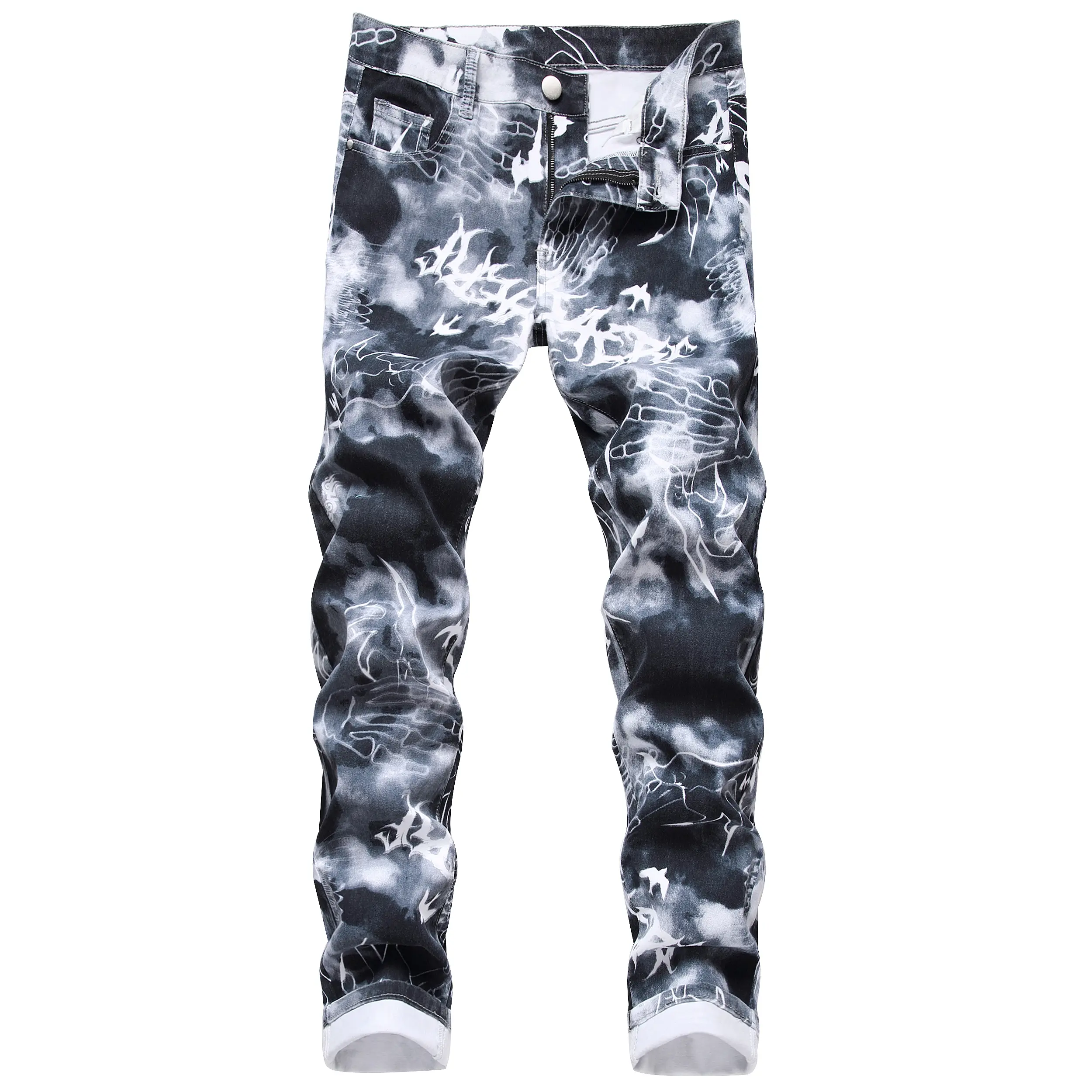Men's Slim Fit Jeans, Streetwear Hip Hop Pants